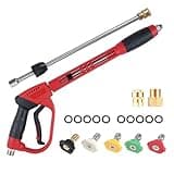 Fesjoy High Pressure 5000 PSI Washing Gun 40inch Length with M22 Water Hose Connector for Cleaning Road Surfaces and Sidewalks - Durable ABS, Stainless Steel, Brass (1)