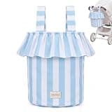 Abbylike Ruffle Stroller Bag with Removable Handles, Cotton Stroller Organizer with Waterproof Lined for Moms Baby Travel(Ruffles Style,15.5 x 9.5 Inch,Blue White)