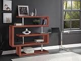 BIGTO Bookcase 55"*24"*54", Chrome High Clear Gloss Finish Writing Desk with Shelf Home Furniture