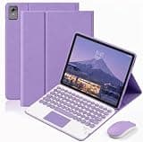 QYiiD Keyboard Case for Lenovo Idea Tab 11 Inch 2025 / Tab M11 11 inch 2024, Round Key, Multi-Touch Trackpad, Wireless Detachable Bluetooth Keyboard Cover with Bluetooth 2.4G Mouse, Lavender