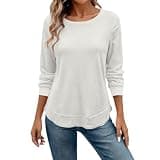 Ceboyel Womens Waffle Knit Sweatshirt Crewneck Loose Fit Long Sleeve Tops