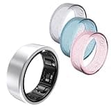 QALO QRNT Smart Ring & 5-Pack Silicone Cover Bundle - Titanium Fitness Tracker for Sleep, HRV, SpO2 & Wellness - Waterproof Snug Fit Size 6 - No Subscription - Silver, Blue & Pink Protection Skins