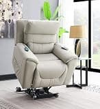 GOWE Marsha Light Gray Silicone Leatherette Power Recliner w/Lift & Massage