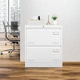 Star20XX Lateral File Cabinet, Filing Cabinet, 2 Drawer Metal File Cabinet, Lockable White Storage Cabinet for Legal Letter and A4 Files, Home Office Organizer