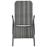 POUFGDR Folding Poly Rattan Sun Lounger for Outdoor Use, Gray Patio Lounge Chair with Powder-Coated Steel Frame, Lightweight and Waterproof Design for Garden, Poolside, or Balcony