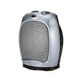 Amazon Basics Oscillating Ceramic Portable Indoor Space Heater, Fast Heating Technology, Overheat and Tip-Over Protection, Adjustable Thermostat, 1500W, 7.52"D x 6.34"W x 9.45"H, Silver
