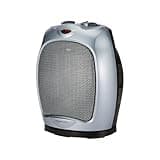 Amazon Basics Oscillating Ceramic Portable Indoor Space Heater, Fast Heating Technology, Overheat and Tip-Over Protection, Adjustable Thermostat, 1500W, 7.52"D x 6.34"W x 9.45"H, Silver