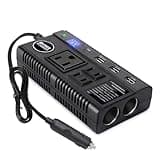 Car Power Inverter 120W DC 12V 24V to AC 110V Car Charger Adapter with 3 AC Outlets Dual Cigarette Lighter 4 USB Ports Charger Quick Charging 3.0 for Phones Tablets Laptops Kindle (Black)