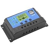 Omquot PWM Solar Panel Charge Controller Dual USB 10/20/30A Overcurrent Protection LCD Display for RV Boat (YJSS-30A)