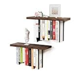 BUTUNITA Floating Bookshelves for Wall, Rustic Wood Hanging Wall Bookshelf, Upside Down Book Shelf and Wall Mounted Bookshelves for Home Decor in Bedroom, Living Room, Carbonized, 2 Pack