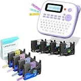 EazeID Label Maker with Tapes 8PK Bundle 12mm 0.47 Laminated Color, Label Maker Waterproof-Labels, Portable D210S Labeler Machine, Wireless Labeling Machine for Jars Bottle School Supplies