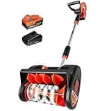 VOLTASK 24V 12-Inch Cordless Electric Snow Shovel, Lightweight Handheld Snow Blower with 4.0Ah Battery, Fast Charger & Directional Plate
