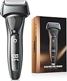Rechargeable Electric Razor for Men: Floating Foil Shavers with LED Display - Waterproof Wet Dry - 30° Precision Blades, Travel Lock