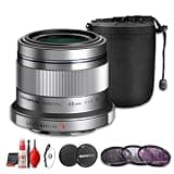 Olympus M.Zuiko Digital 45mm f/1.8 Lens Silver for Micro Four Thirds Cameras Portrait Prime Lens (Bundle)