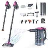 10-in-1 Steam Cleaner, Steam Mop with Detachable Handheld Steamer, 320ml Water Tank, 10s Fast Heating, Portable Steamer for Cleaning Floor, Tiles, Kitchen, Window, BBQ Grill, Car, Gray