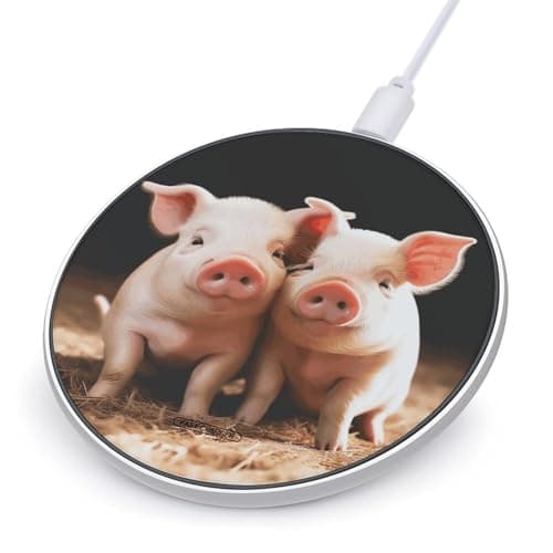 Cute Pigs Wireless Charging Pad with USB Cable 10W Magnetic Wireless Charger Fast Charging Pad Portable Slim Charger Puck Lightweight Travel Chargings Station