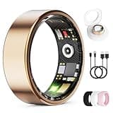 UniJethro Smart Ring for Women & Men, Health Tracker Ring with Heart Rate, Blood Oxygen,Blood Pressure, IP68 Waterproof Fitness Ring, Sleep Tracker for iPhone and Android, No APP Fee (Rose Gold, 6#)