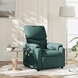 KHNLGFR Manual Recliner Chair with 6 Massage Points, Dark Green Fabric Vibration Massage Recliner with Side Pocket, 135-Degree Tilt and Thick Padded Seat