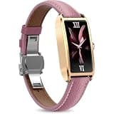 CXso Women Rectangular AMOLED Smart Fitness Watch, IP68 Waterproof Activity Tracker Heart Rate Sleep Step Monitor Leather Strap Wristband for iOS Android