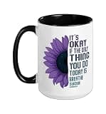 Depression Awareness Suicide Prevention Ceramic Mug, Black/White, 15oz