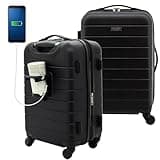 Wrangler Smart Spinner Hardside Luggage, 22-Inch Carry-On, Black