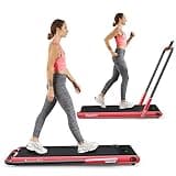 Goplus 2 in 1 Folding Treadmill, 2.25HP Under Desk Electric Superfit Treadmill, Installation-Free with APP Control, Remote Control, Blue Tooth Speaker and LED Display, Walking Jogging for Home Red