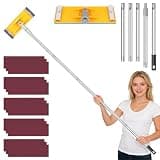 Pole Sander For Drywall Adjustable Extension - Manual Hand Sanding Pole, Wall Sander for Painting Prep, Complete with 15pcs Sanding Sheets, 12-55inch (3 Pieces Each of 60, 80, 180, 240, 320 Grit)