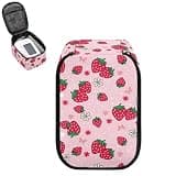 Hechitok Strawberry Flower Protective Blood Pressure Monitor Case, Shockproof Bag Elastic Mesh Pocket for Cuff & Manual, Lightweight for Seniors on the Go