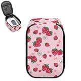 Hechitok Strawberry Flower Protective Blood Pressure Monitor Case, Shockproof Bag Elastic Mesh Pocket for Cuff & Manual, Lightweight for Seniors on the Go