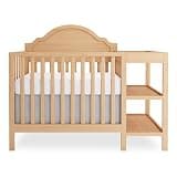 Dream On Me Aria Haven Mini Combo Crib with Attached Storage, Space-Saving Mini Crib, Durable Solid Wood Construction, Adjustable Mattress Support, Beechwood