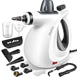 Pressurized Handheld Multi-Surface Natural Steam Cleaner with 12 pcs Accessories, Multi-Purpose Steamer for Home Use, Steamer for Cleaning Floor, Upholstery, Grout and Car (Grey)