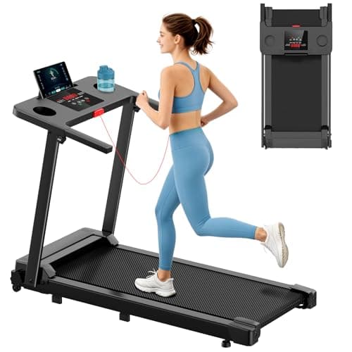 Treadmills for Home and Office, Portable Treadmill with Handles, 3.0 HP Walking Pad Treadmill with Quiet Brushless, 300 LBS Capacity, 0.6-6.2 MPH, Black (Black-1)
