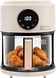 Visualized glass air fryer, 5-6L large capacity, intelligent touch control, 1200W, household oil-free electric fryer, 110V.