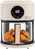 Visualized glass air fryer, 5-6L large capacity, intelligent touch control, 1200W, household oil-free electric fryer, 110V.