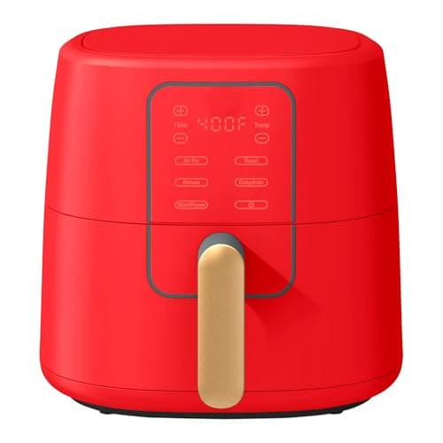 6 Qt Air Fryer with Touchscreen – Large Digital Air Fryer for Family Meals, Fast Crispy Cooking, Easy Clean Nonstick Basket, Modern Kitchen Design (Red)