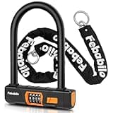 Febabilo Bike Locks Heavy Duty Anti Theft,4 Digit Combination Ebike u Lock with Cut-Proof Security 4FT x 8mm Chain,Combo Large U Shape Lock for Motorcycle,Scooter,Bicycle,Electric,Moped