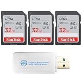 SanDisk 3 Pack 32GB Ultra SD Card for Digital Cameras SDSDUN4-032G-GN6IN