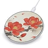 Red Magnolia Wireless Charger Magnetic Phone Induction Charger 10w Fast Wireless Charging Station Compatible with iPhone 17 16 15 14 13 12 Pro Max Samsung Galaxy S25 S24 S23
