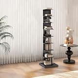 AErosx 9 Tier Metal Spine Bookshelf Tower, Floor Standing Vertical Book Shelf, Narrow Invisible Bookcase Open Display Shelf Storage Organizer for Study Room, Living Room, Office, Bedroom(Black)