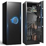 ANXINWEI Gun Safe for Rifles, Quick Access Digital Rifle Gun Safe with Alarm System, Large Gun Locker with Removable Shelf, Shotgun Safe with Mute Function, Handgun Bags, Assembly Required