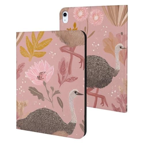 Ostriches Floral Flip Case Compatible with iPad Pro Air Mini 2021 2020 2019 9th 8th 7th Generation Holder