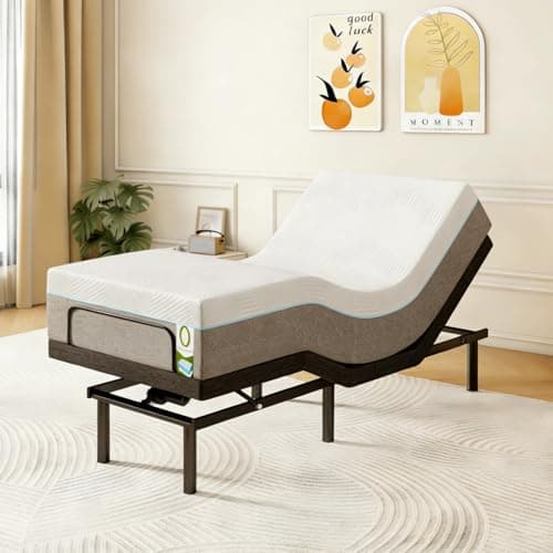 Opoiar Twin XL Adjustable Bed Frame with 12" Memory Foam Mattress, Adjustable Height Bed Base with Under-Bed LED, Head and Foot Lift, Pillow-Tilt, Wireless Remote, USB Ports, Zero Gravity