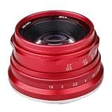DSLR Camera Lens, 35mm F1.6 V APS-C Prime Lens,Compatible for Sony E A6600 6500 Fuji XF Canon EOS-M M50 Panasonic/Olympus Micro 4/3(Red,Canon)