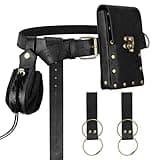 Renaissance Belt Pouch Medieval Viking Pirate Leather Bag Potion Bottle Set Skirt Hike Halloween Cosplay Costume Accessorie(Black, Belt Pouch)