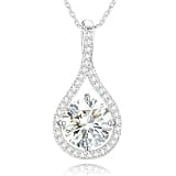 E-EMERMAKING Moissanite Necklace Gift for Women, 925 Sterling Silver 18K White/Yellow Gold Vermeil 2.0CT Moissanite Pendant for Her, Anniversary Day, Birthday, Wedding - to My Wife, Mom
