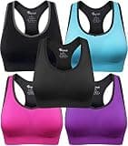 BAOMOSI Women's Seamless Racerback Sports Bra High Impact Support Yoga Gym Workout Fitness Black Blue Grey Purple Rose Red M