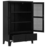 KMUNGDWG Industrial Black Steel Office Cabinet with Mesh Doors, 3 Compartment 2 Drawer File Cabinet with Name Tags, 29.5x15.7x47.2 Inches