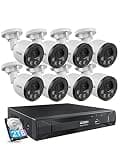 ZOSI 5MP 8CH PoE Security Camera System with Audio,H.265+ 5MP 8 Channel NVR with 2TB HDD,8pcs Weatherproof PoE IP Cameras Outdoor Indoor,Human Detection,100ft Night Vision,for Home 24-7 Recording