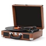 Maio Vintage Record Player with Bluetooth Speakers, 3-Speed Belt-Drive Suitcase Turntable for 7/10/12 Inch Vinyl Records, RCA Output, Aux-in, Headphone Jack, Auto Stop(C200Z)