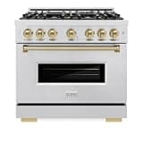 ZLINE Autograph 36 in. Classic Dual Fuel Range w/DuoPro Cooktop in Satin Steel & Bronze Accents